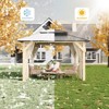 Wood Gazebo, Upgrade Wooden Frame, Double Galvanized Steel Roof, Hardtop Gazebo with Nettings and Curtains for Backyard, Patio, Garden and Lawn - 4 of 4