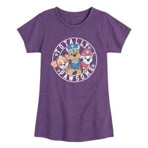 Girls' - Paw Patrol - Chase Skye Marshall Totally Pawsome Fitted Short Sleeve Graphic T-Shirt - 1 of 4