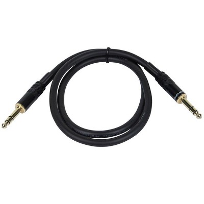 Monoprice Premier Series 1/4 Inch (TRS) Male to Male Cable Cord - 3 Feet - Black | 16AWG (Gold Plated)