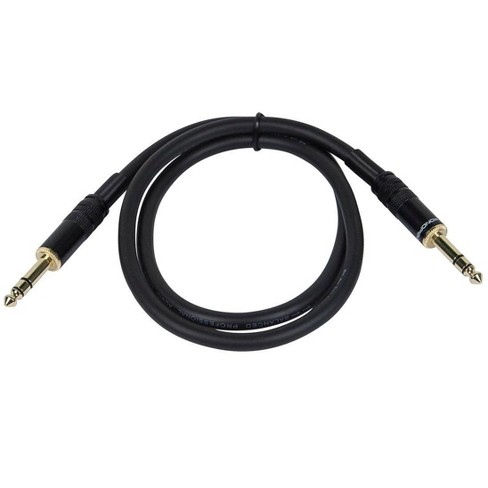 Male to Male Cable Cord Monoprice Premier Series 1/4 Inch TRS Gold Plated 10 Feet- Black 16AWG 