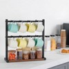 VEVOR Coffee Mug Holder for Countertop, 16 Hooks Coffee Cup Holder with Storage Base, 2 Tier Carbon Steel & Wood Mug Display Stand, Matte Black - 2 of 4