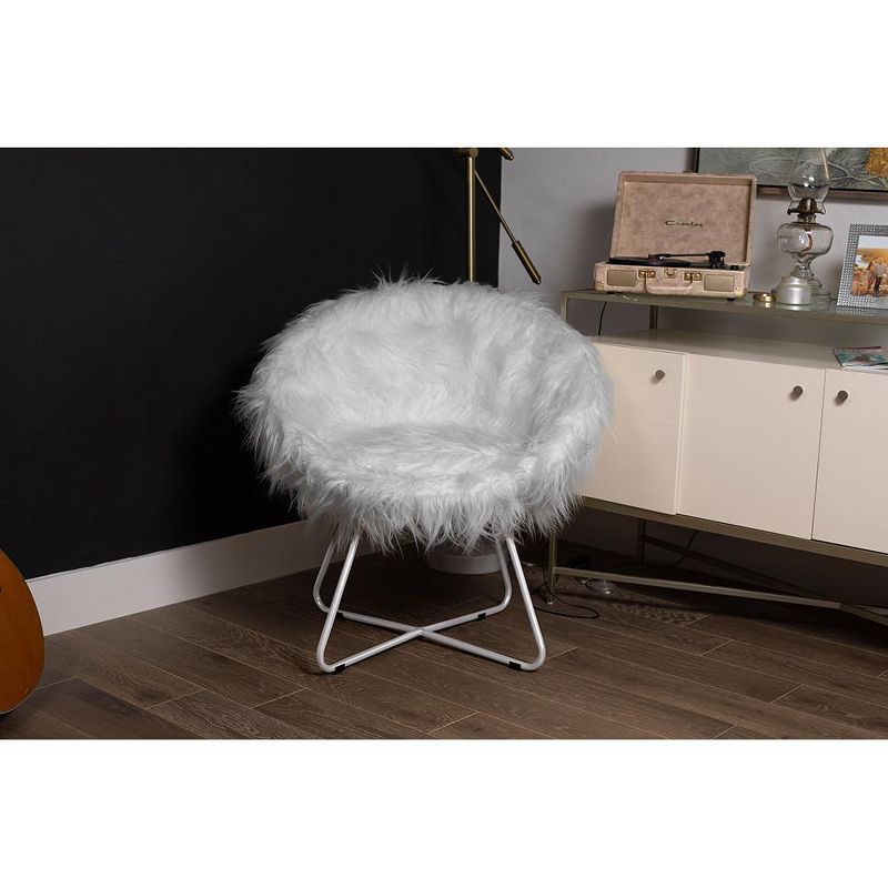 BirdRock Home Grey Faux Fur Papasan Chair with Silver Legs, 4 of 7