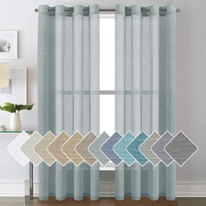 Natural Linen Blended Semi-Sheer Curtains Privacy Assured with Nickel Grommet for Living Room - 1 of 4