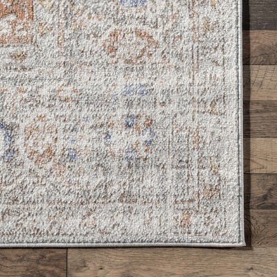 Elegant Vintage Floral Gray 9' x 12' Synthetic Area Rug