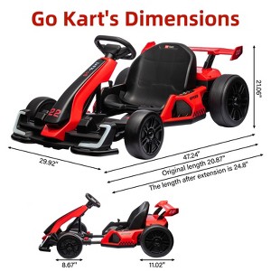 24V Go Karts for 6-12 Kids, Electric Ride on Drift Car with 2 x 150W Powerful Motors, 8mph Max Speed, Safety Belt, Music, Max Load 110lbs Ride on Toy - 1 of 4