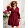 Clearlove Plus Size Dresses for Women V Neck Long Sleeve Twist Knot Front Flowy Dresses - 2 of 4