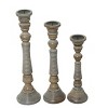 Set of 3 Traditional Style Turned Column Wood Candle Holders Gray - Olivia & May - 4 of 4