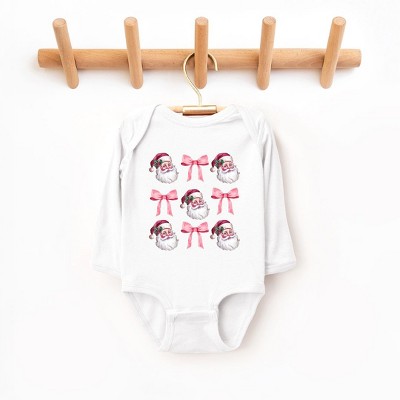The Juniper Shop Coquette Santa Chart Baby Long Sleeve Bodysuit - 12 Month - White