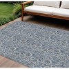Denim Blue And Navy Blue Floral Washable Indoor Outdoor Area Rug - 2 of 4