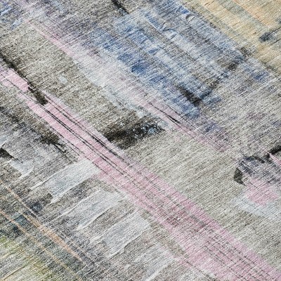 HomeRoots 5' X 8' Blue Black And Copper Abstract Washable Indoor Outdoor Area Rug