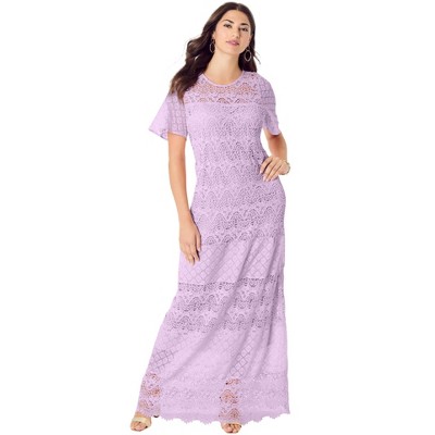 Roaman's Women's Plus Size Crochet Lace Maxi Dress