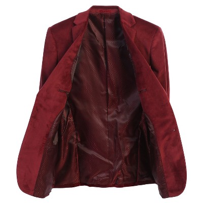 Мужские куртки GIOBERTI Men's Formal Super Soft Velvet Blazer Jacket, Burgundy, 42 Regular — фото 2