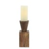 Mango Wood Candle Holder - Rustic Handcrafted Pillar & Taper Candle Stand - Decorative Accent for Living Room, Bedroom, Office - 10" Brown - 3 of 4