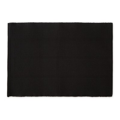 Black Ribbed Cotton Rectangular Placemats, Set of 6