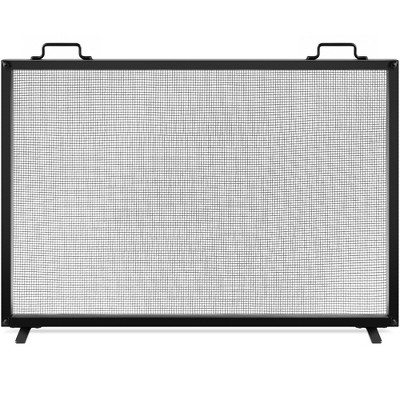 Best Choice Products 38x27in Single Panel Fireplace Screen Handcrafted Steel Mesh Spark Guard w/ Handles - Black