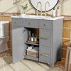 FAMYYT 36 in. Single Sink Freestanding Grey Bath Vanity with White Resin Top, Adjustable Shelves - 4 of 4
