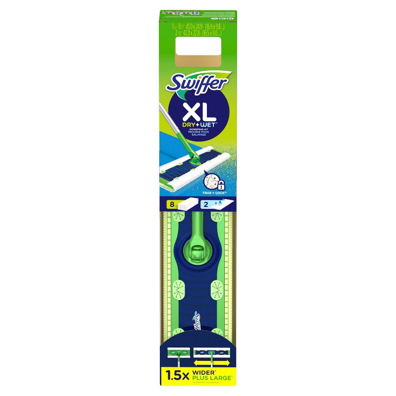 Swiffer Sweeper Dry + Wet XL Sweeping Kit (1 Sweeper, 8 Dry Cloths, 2 Wet Cloths), 1 of 12