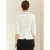 Allegra K Women's Notch Lapel Collar 3/4 Sleeve Tie Waist Peplum Top - 3 of 4