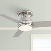 44" Casa Vieja Marbella Breeze Modern Hugger Indoor Ceiling Fan with Dimmable LED Light Remote Control Brushed Nickel Opal Glass for Living Room House - 2 of 4