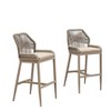 PURPLE LEAF Patio Sunbrella Bar Stools Set of 2 Handwoven Wicker Bar Height Stool Modern Aluminum Outdoor Wicker Barstools with Back and Cushion - 2 of 4