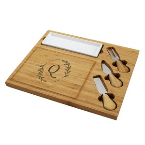 Picnic at Ascot Personalized Engraved Premium Bamboo Charcuterie Board with Cheese knives & Ceramic Dish - 1 of 4