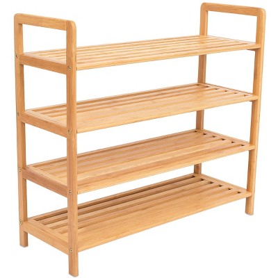 BirdRock Home Free Standing Bamboo Shoe Rack - 4 Tier - Wood