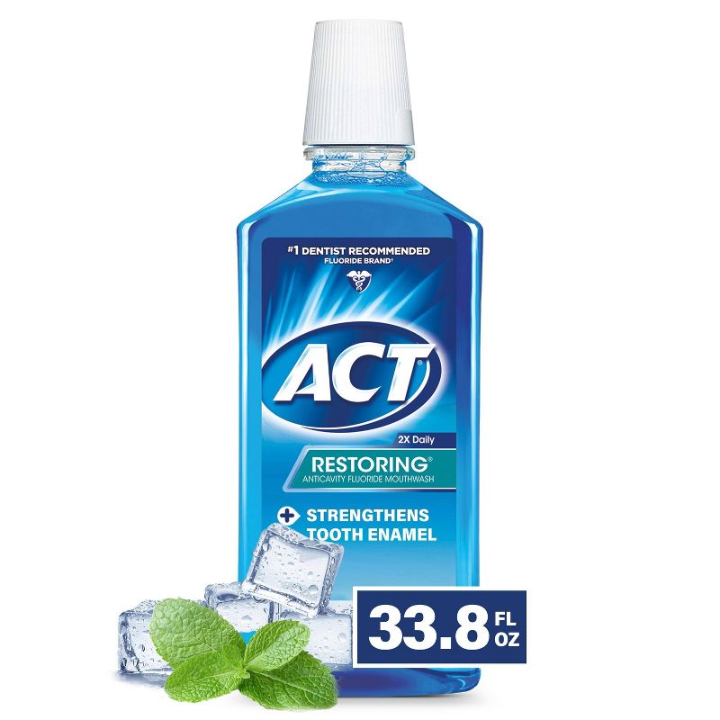 ACT Cool Mint Restoring Fluoride Rinse - 33.8 fl oz, 1 of 8