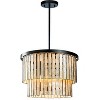 ALOADECOR Matte Black Coastal Natural Capiz Round Chandelier 5-Light Modern Pendant Fixture for Living Room and Dining Room - 3 of 4