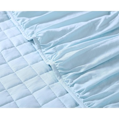 Geneva Home Fashion 3pc Queen Cedra Enzyme Washed Quilt Light Blue - Geneva Home Fashion: Microfiber Bedding Set with Shams — фото 2