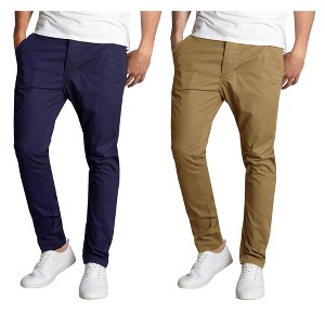 Galaxy By Harvic Men's Cotton Chino  Slim Fit Casual Stretch Pants-2 Pack - 1 of 2