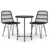 vidaXL 3 Piece Patio Dining Set Black Poly Rattan - 2 of 4