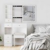 Small Size Left Drawer Makeup Vanity Desk With Cushioned Stool, Power Station, Makeup Table Set with Extra Large Touch Control Sliding LED Mirror - 2 of 4