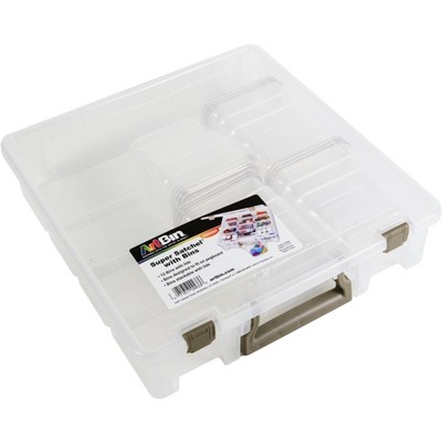 Clear Plastic Stackable Lidded Storage Box with 12 Bins