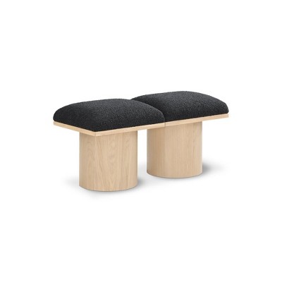 Meridian Furniture,Pavilion Black Boucle Fabric Bench
