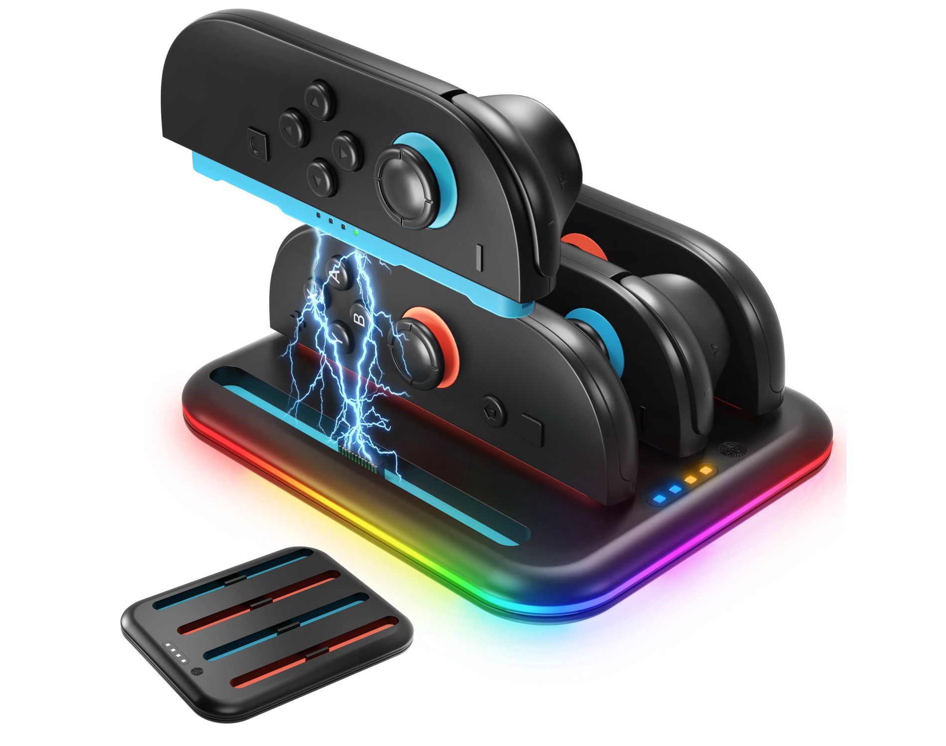 Fosmon For Nintendo Switch 2 Charger, Switch 2 Charging Dock Controller Charger, Switch 2 Charging Station with RGB Light and LED Indicator Horizontal