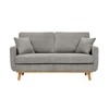 2-Seater Corduroy Mid-Century Sofa with Flared Arms, Solid Wood Frame and 2 Throw Pillows for Apartment or Small Living Room - 3 of 4