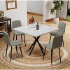 38.60"Square Dining Table Set, Mid Century Modern Square Dining Table for 4 Person, Faux Marble Tabletop, Iron Legs,White+Blue - 2 of 4