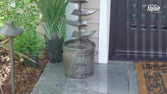 70&#34; Metal Tiered Fountain Silver - Alpine Corporation, 2 of 9, play video