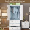 Whizmax 69.5" Wooden Armoire Wardrobe w/ Hanging Rod & 2 Doors - Large Capacity Storage Cabinet w/ Drawers - 4 of 4