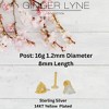 Heart CZ Flat Back Earrings for Cartilage Helix Tragus Lobe 16g Gold Plated Sterling Silver 1 pair by Ginger Lyne - 3 of 4