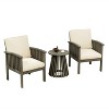 Christopher Knight Home Pascal 3 Piece Patio Acacia Wood Club Chairs with Round Coffee Table - 2 of 4