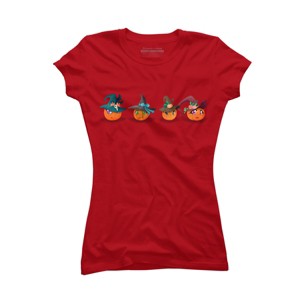 Junior's Design By Humans Halloween pumpkins By rabbitswork T-Shirt - 1 of 3