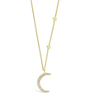 SHINE by Sterling Forever CZ Crescent with Stars Necklace - 1 of 2