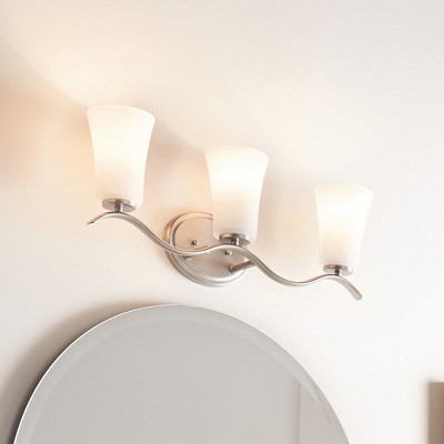 Armida Brushed Nickel 3-Light Vanity with White Glass Shades
