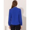 INSPIRE CHIC Women's Tie Neck Contrast Color Button Down Long Sleeves Shirt - 4 of 4
