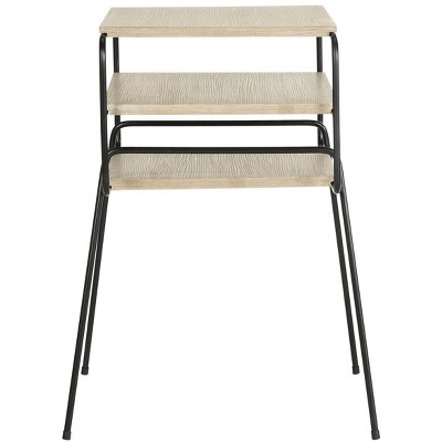 Marcel Beige Wood and Metal Rectangular End Table