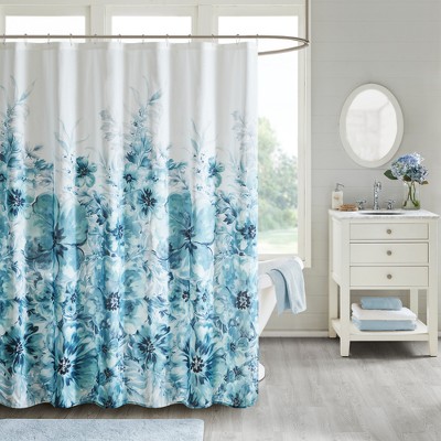 teal bathroom shower curtain