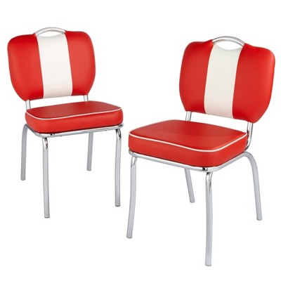Raleigh Retro 5-Piece Red and White Faux Leather Dining Set