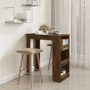 vidaXL Bar Table with Storage Rack Smoked Oak 40.2"x19.7"x40.7" Engineered Wood - 1 of 4