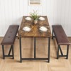 44.5" Dining Table Set for 4 - 2 Upholstered Benches, Space-Saving Rectangular Design for Apartment/Kitchen - 2 of 4